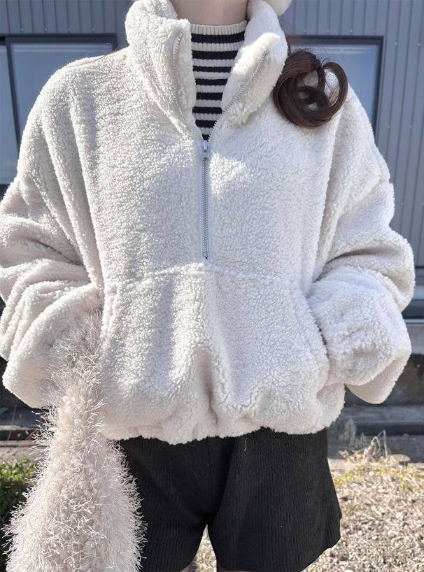 ボアハーフジップブルゾン