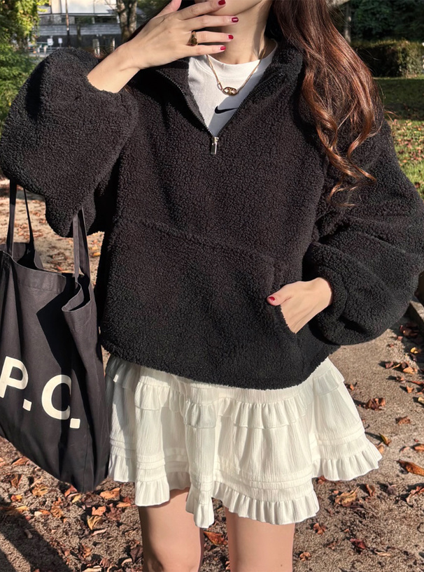 ボアハーフジップブルゾン