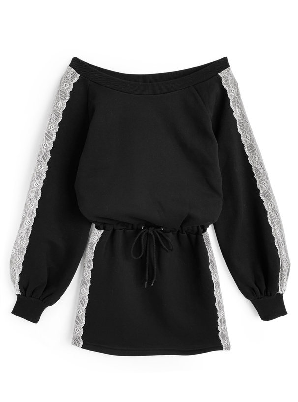 オフショルダーサイドレーススウェットワンピース