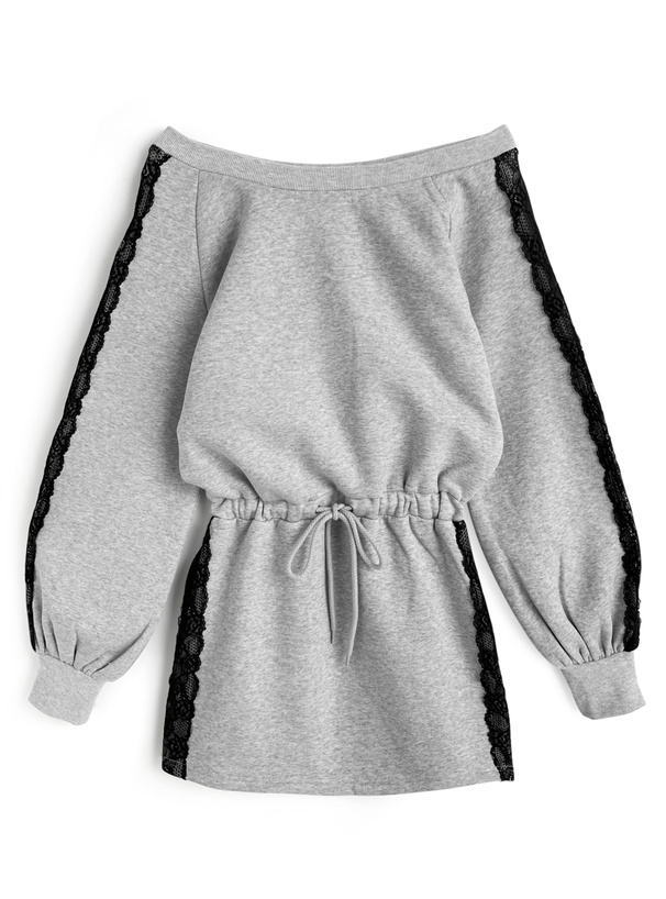 オフショルダーサイドレーススウェットワンピース