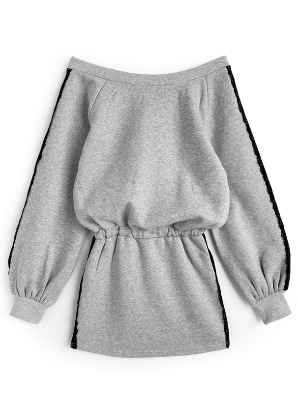 オフショルダーサイドレーススウェットワンピース