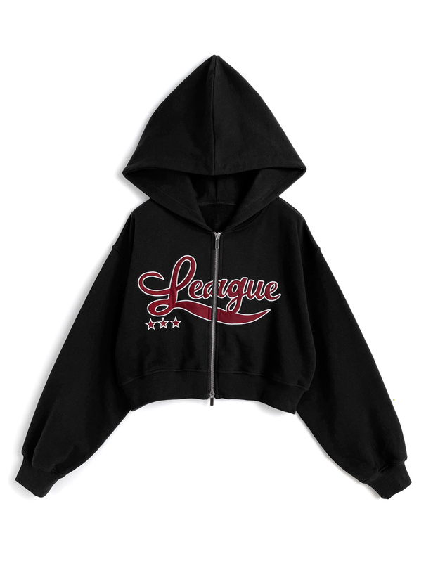 ダブルジップロゴショート丈ウェットパーカー