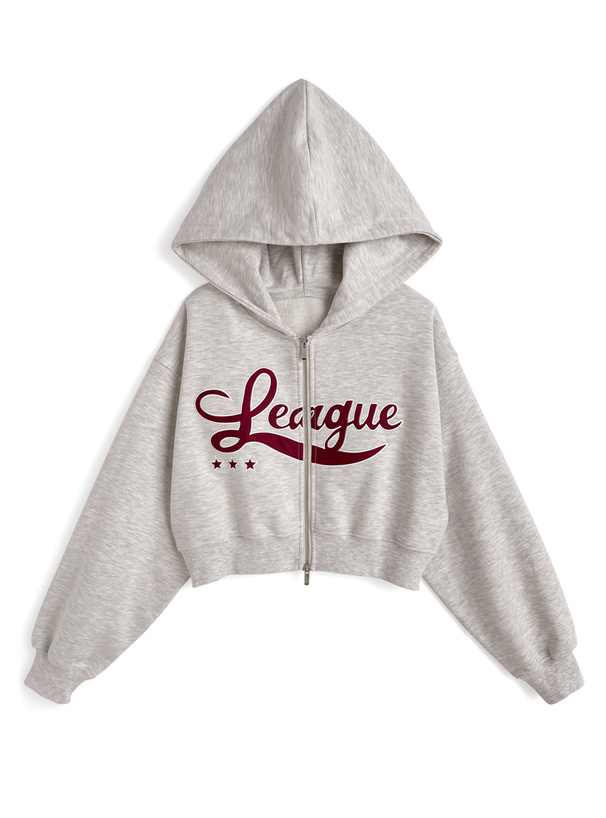 ダブルジップロゴショート丈ウェットパーカー