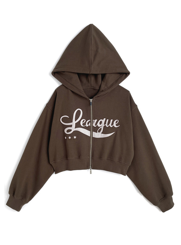 ダブルジップロゴショート丈ウェットパーカー