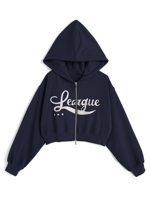 ダブルジップロゴショート丈ウェットパーカー