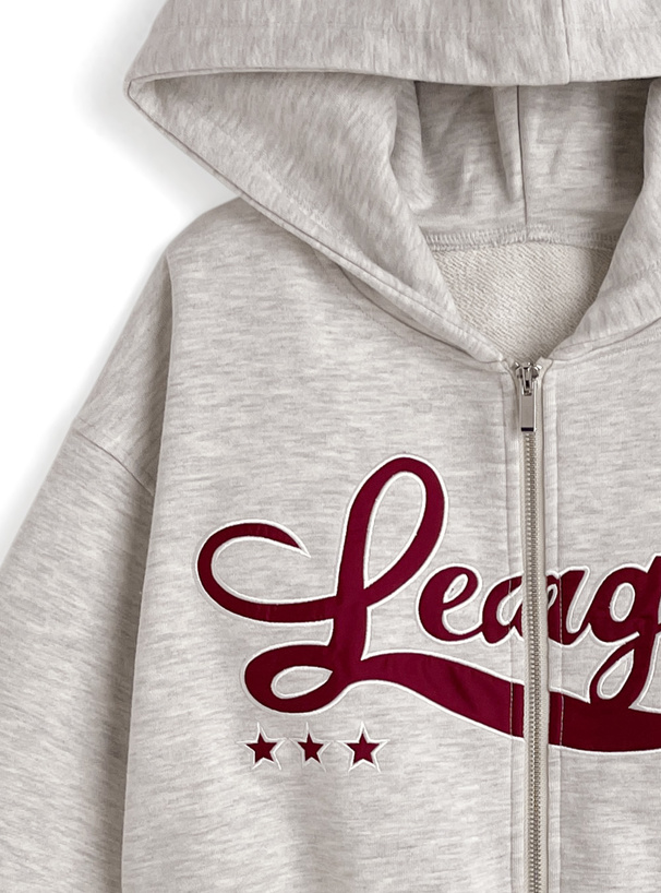 ダブルジップロゴショート丈ウェットパーカー