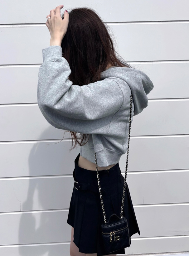 ダブルジップロゴショート丈ウェットパーカー