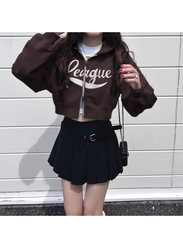 ダブルジップロゴショート丈ウェットパーカー