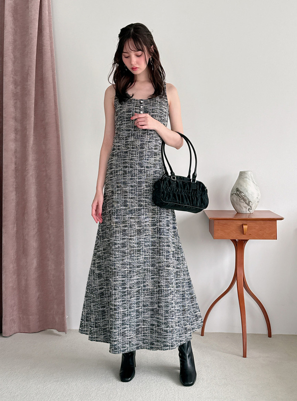 カットツイードノースリーブロングワンピース[ru1325