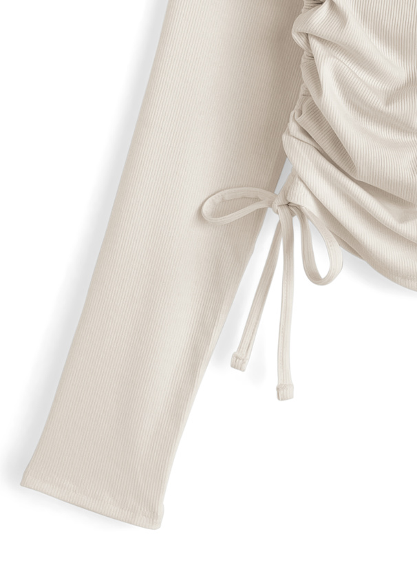 キャミレイヤード風ギャザードロストトップス