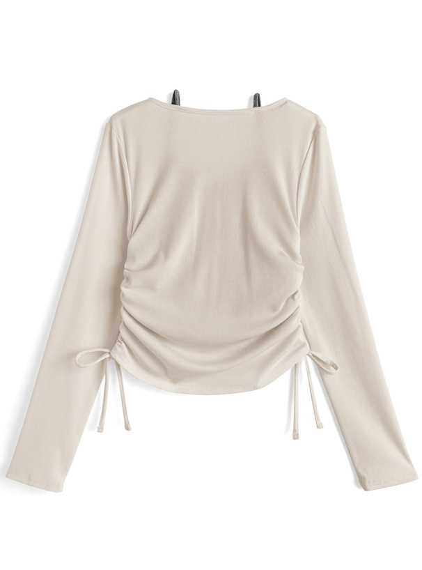 キャミレイヤード風ギャザードロストトップス