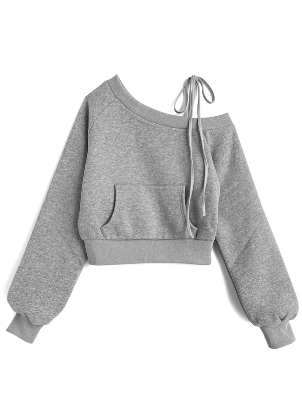 ワンショルダートップス×インパン裏地付きフレアミニスカートスウェットセットアップ