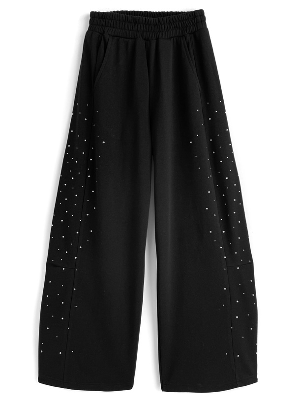 ラインストーンバレルレッグスウェットパンツ