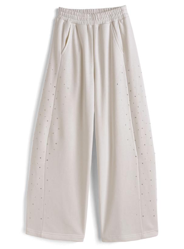 ラインストーンバレルレッグスウェットパンツ