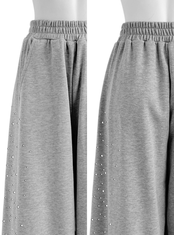 ラインストーンバレルレッグスウェットパンツ
