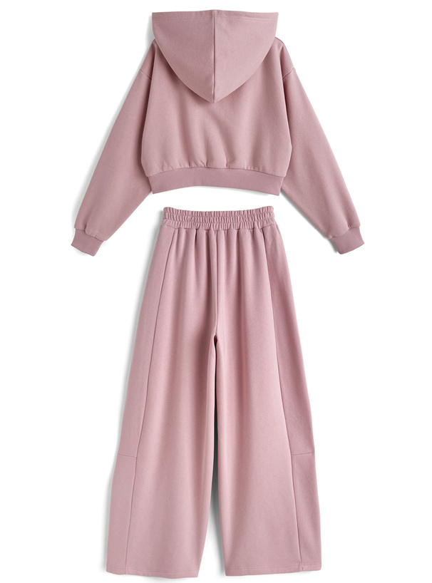 ダブルジップパーカー×ワイドパンツ裏起毛スウェットセットアップ