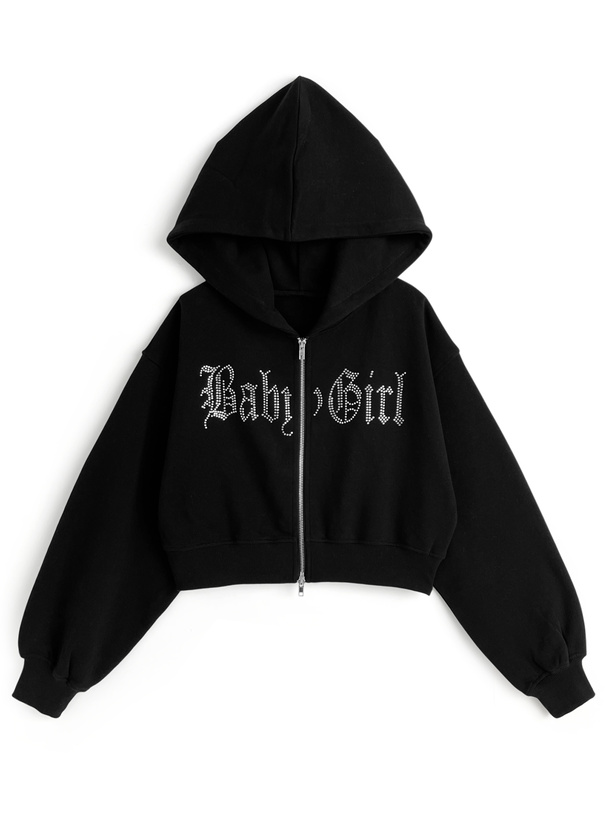 ラインストーンロゴダブルジップパーカー[ru1332] | レディース