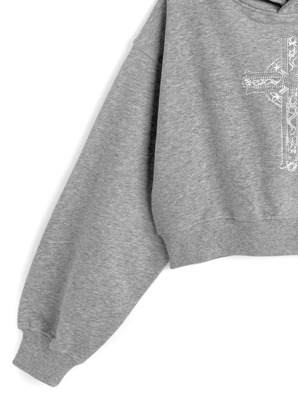 ラインストーンクロスロゴスウェットパーカー