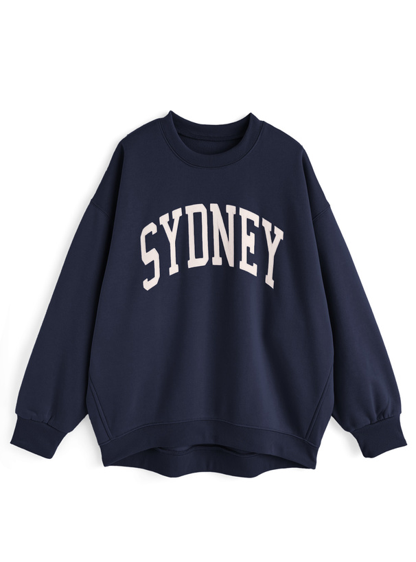 オーバーサイズロゴ刺繍スウェットトップス