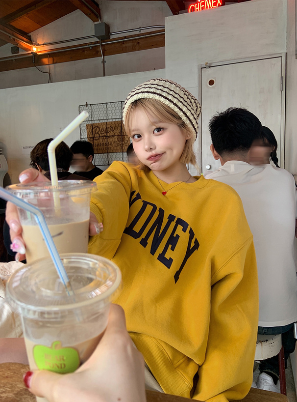 オーバーサイズロゴ刺繍スウェットトップス