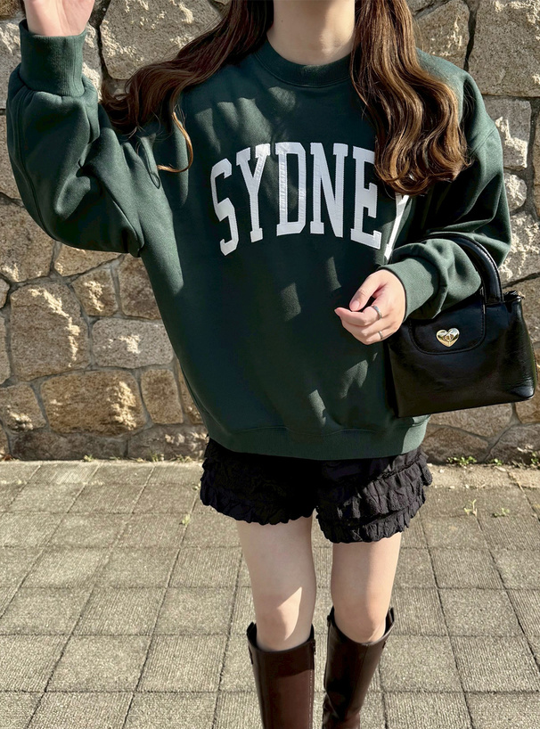 オーバーサイズロゴ刺繍スウェットトップス