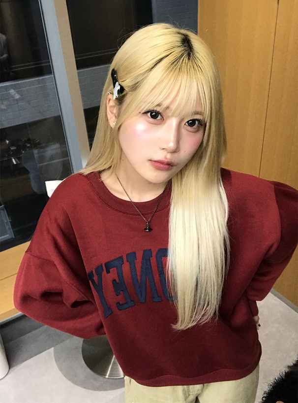 オーバーサイズロゴ刺繍スウェットトップス