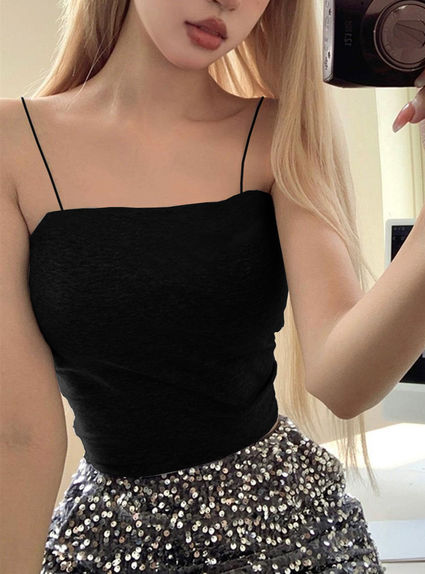 カップ付きナローストラップキャミソール