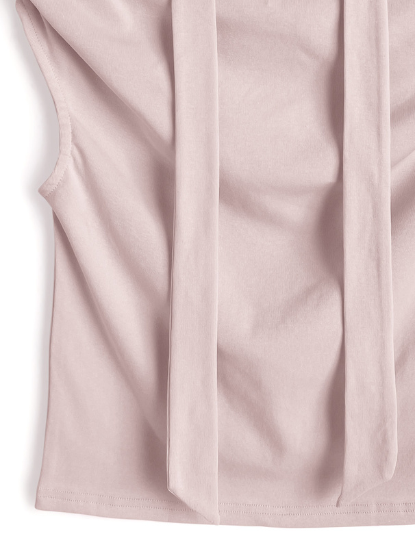 タイ付きオフショルダードレープトップス