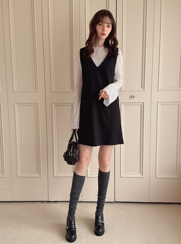 シアートップス×ジャンパースカートセットアップ