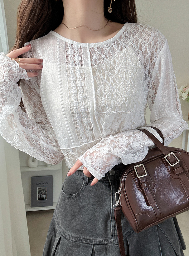 パッチワークレーストップス[ru1344] | レディースファッション通販の