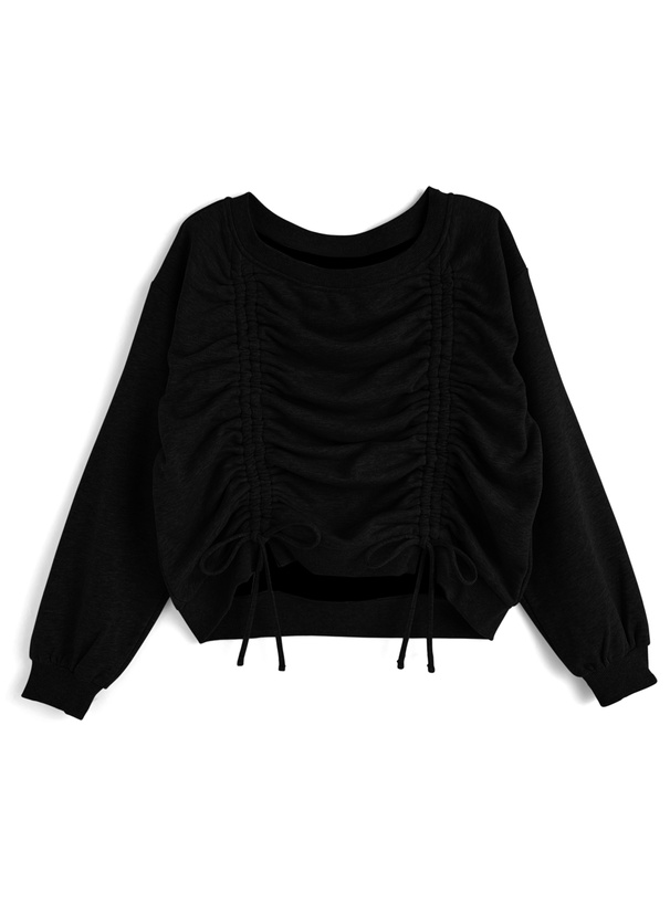 ドロストリボンスウェットトップス