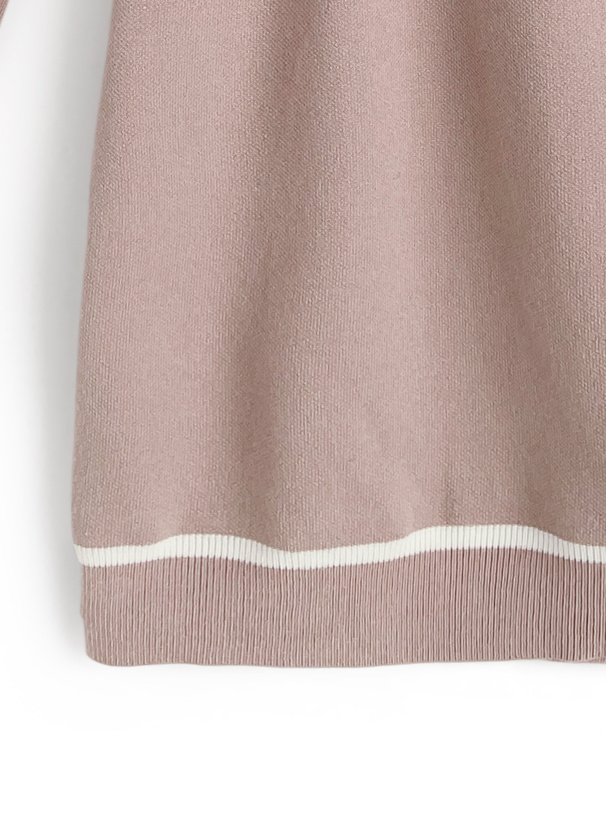 ギンガムチェック柄配色ラインニットミニワンピース[ru1353