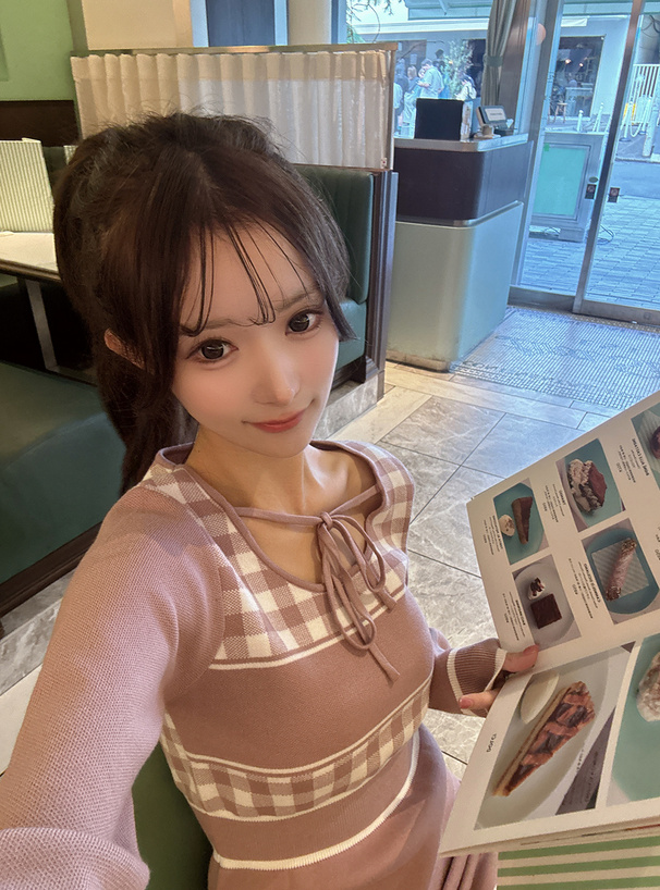 ギンガムチェック柄配色ラインニットミニワンピース