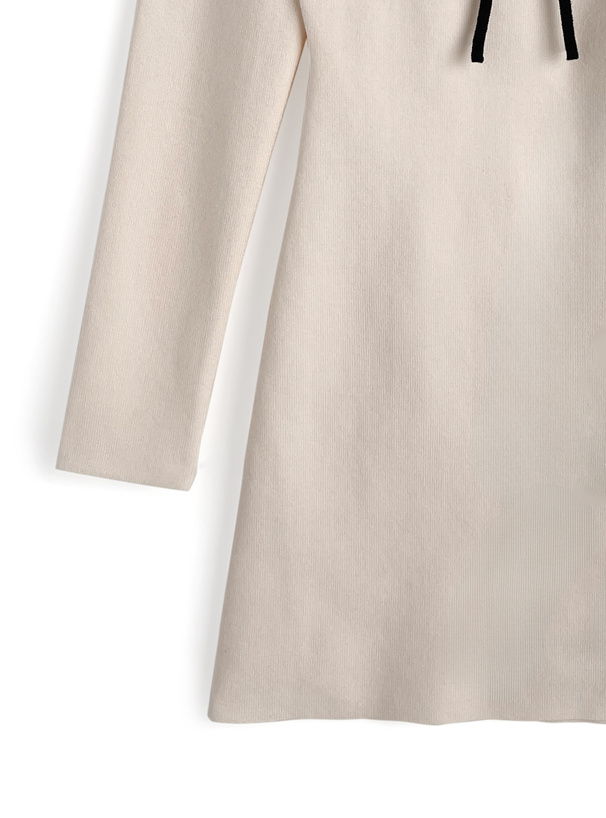 フロントオープン配色リボンワンピース