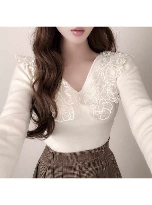 レースカラーニットトップス[ru1357] | レディースファッション通販の