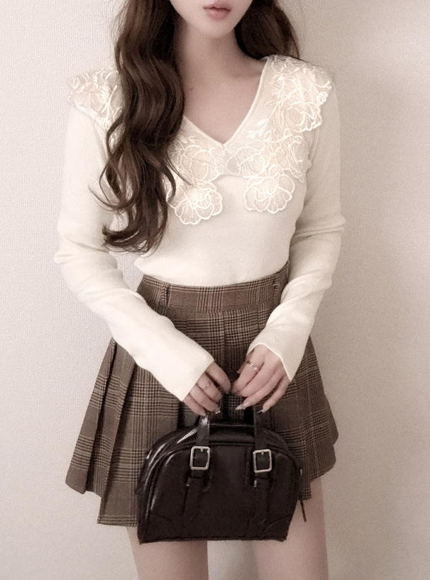 レースカラーニットトップス[ru1357] | レディースファッション通販の