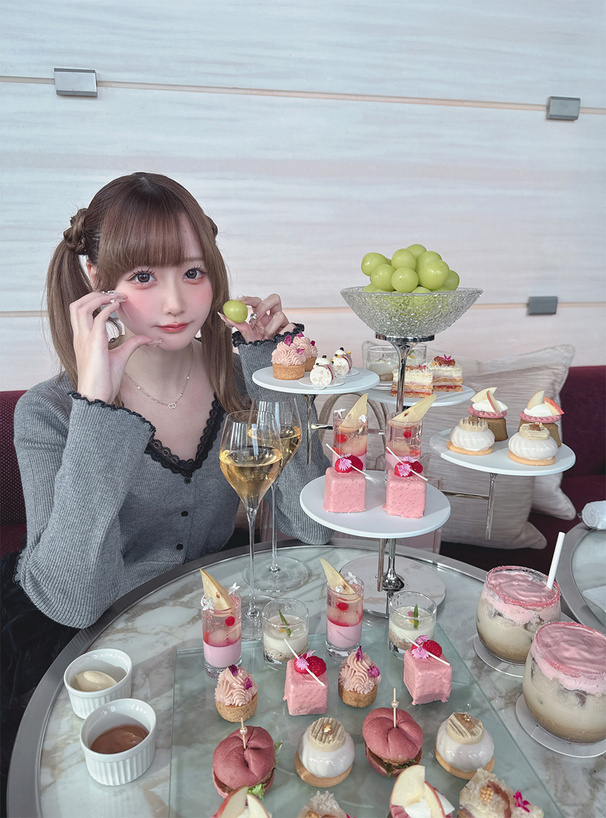 レースリブニットカーディガン×チュールティアードミニスカート