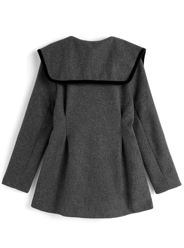 ベロアパイピングカラーミドル丈コート