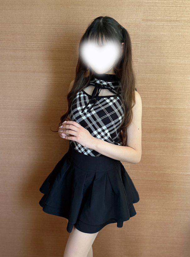 チェック柄フロントオープンリボンノースリーブニットトップス