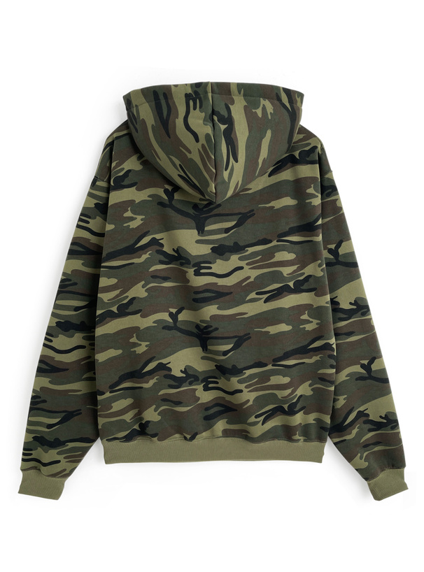 カモフラージュ柄ロゴプリントスウェットパーカー[ru1370