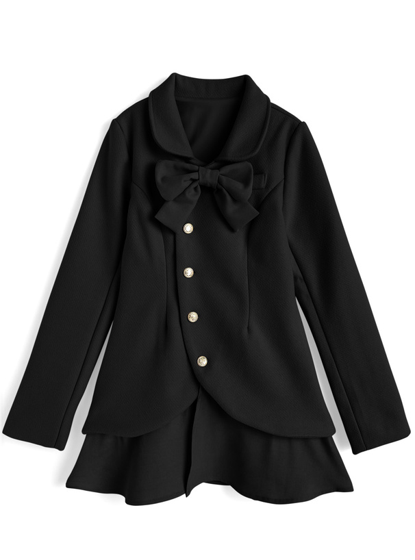 リボン付き異素材フレアミニコート[ru1380]