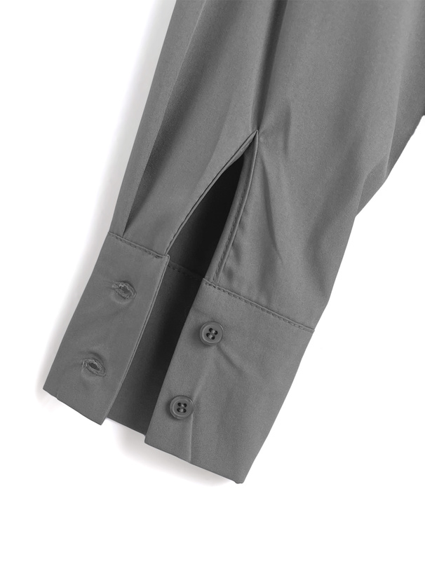 ネクタイ付きビッグカラーブラウス×デザインスカートセットアップ