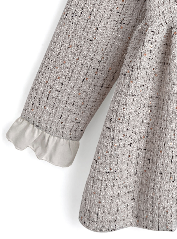 リボンフリルツイードフレアミニコート