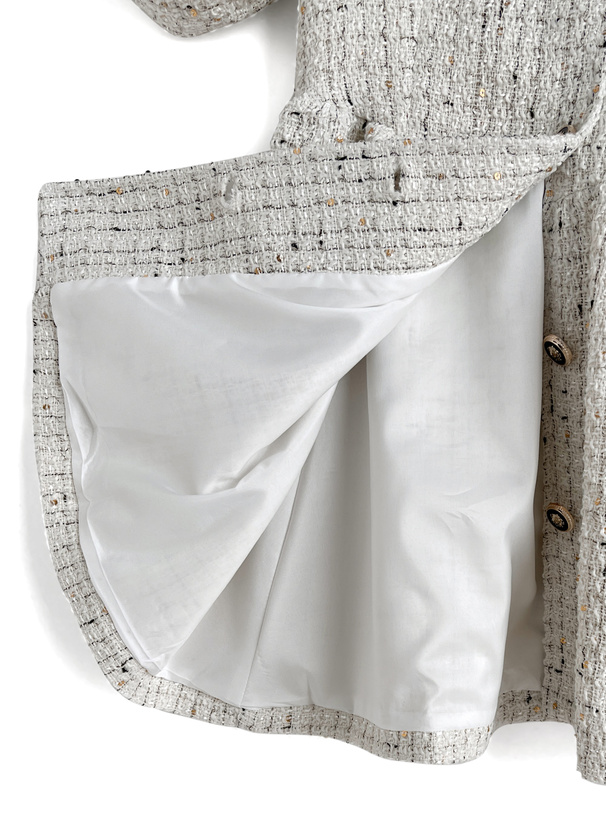 リボンフリルツイードフレアミニコート