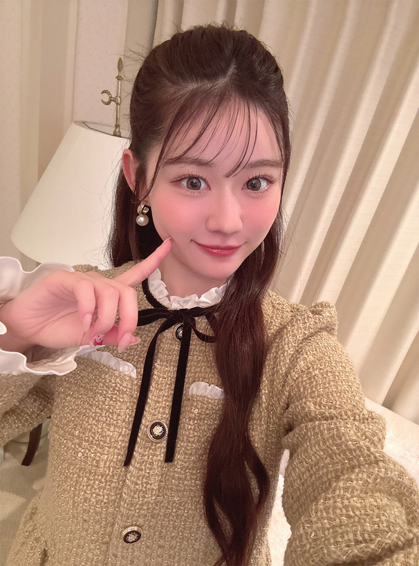 リボンフリルツイードフレアミニコート