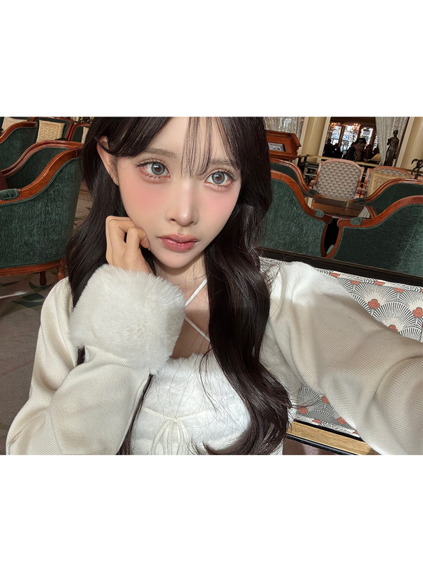 ファーホルターネックリボンニットトップス