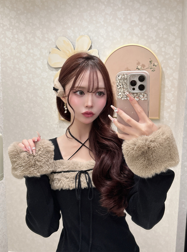 ファーホルターネックリボンニットワンピース[ru1388] | レディース