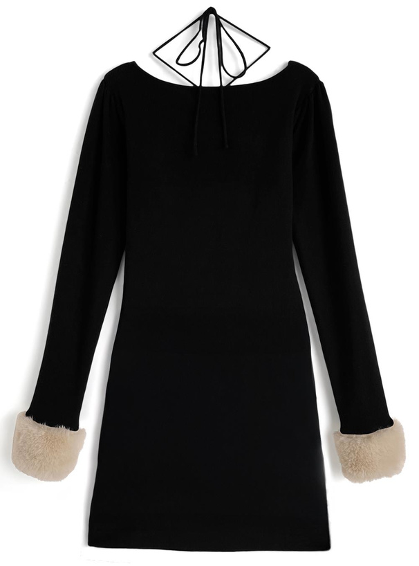 ファーホルターネックリボンニットワンピース[ru1388] | レディース