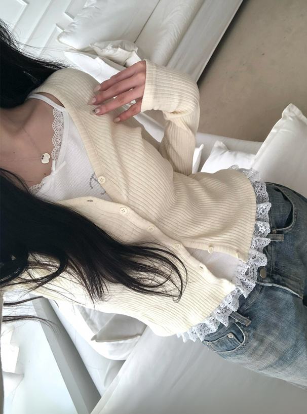 パールレースフリルキャミソール