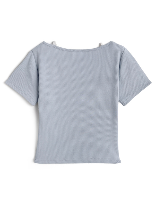 レースレイヤード風リブトップス